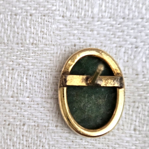 Vintage Gold Plate 925 Sterling & Jade Earrings w/Posts - Picture 6 of 7
